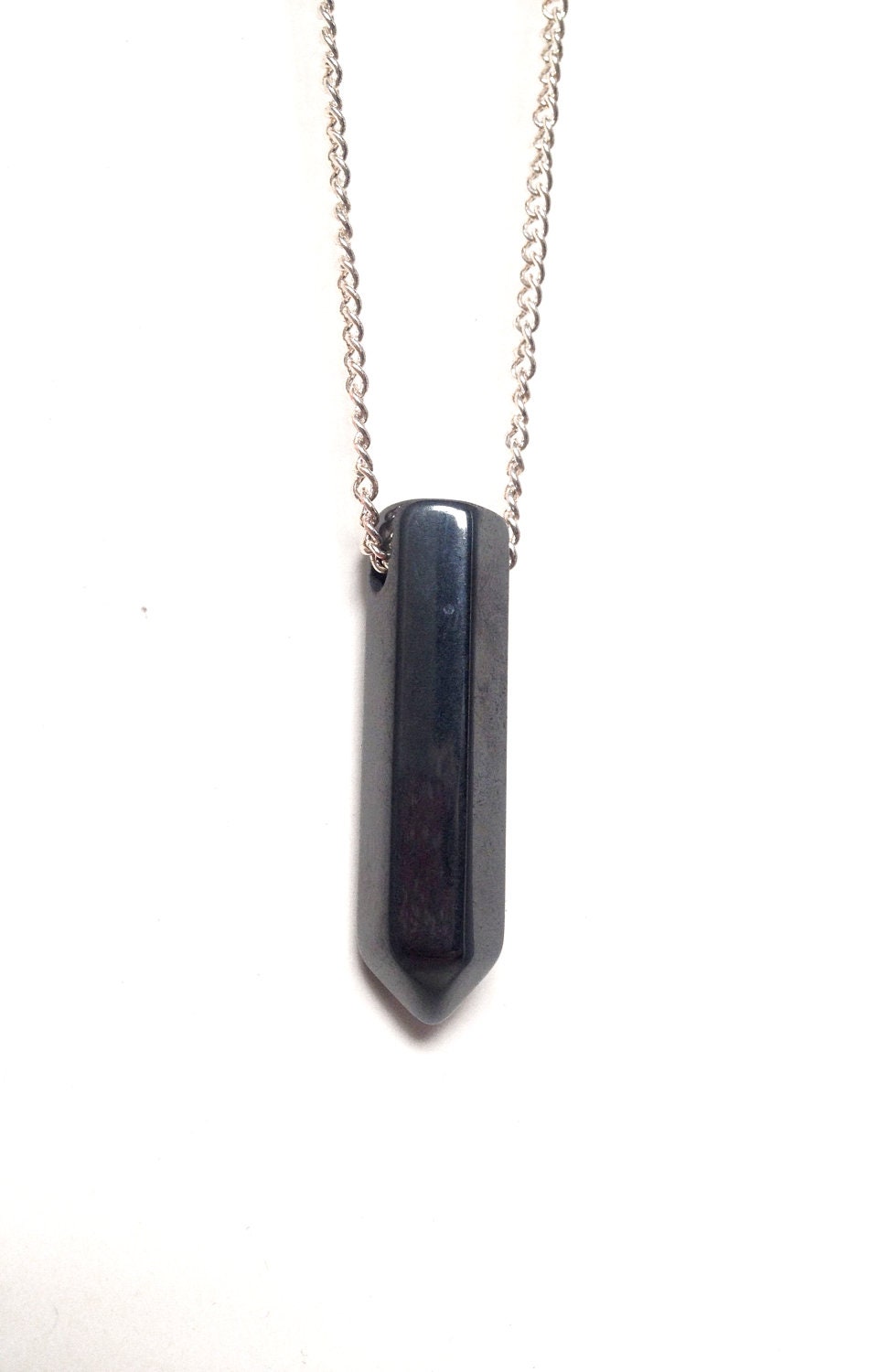 ONLY ONE AVAILABLE - Hematite Wand Necklace - 18" Rose Gold Tone Chain - Strength, Courage, Confidence