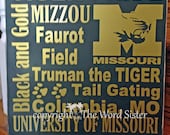 University Of Missouri Tigers Football 12"x12" Subway Art by The Word Sister