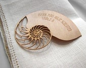 Beach Wedding Escort Cards or Place Cards: Custom-etched, Nautilus Seashell Cross-Section