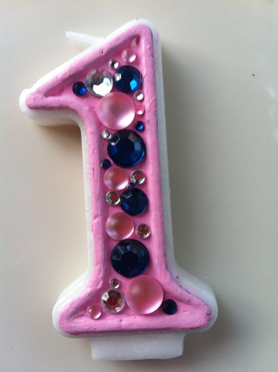 Birthday Candle - Blinged Out Number Candle - SINGLE DIGIT - Rhinestone, glitter, custom made, blingy number candles. First (1st) birthday. Il_570xn