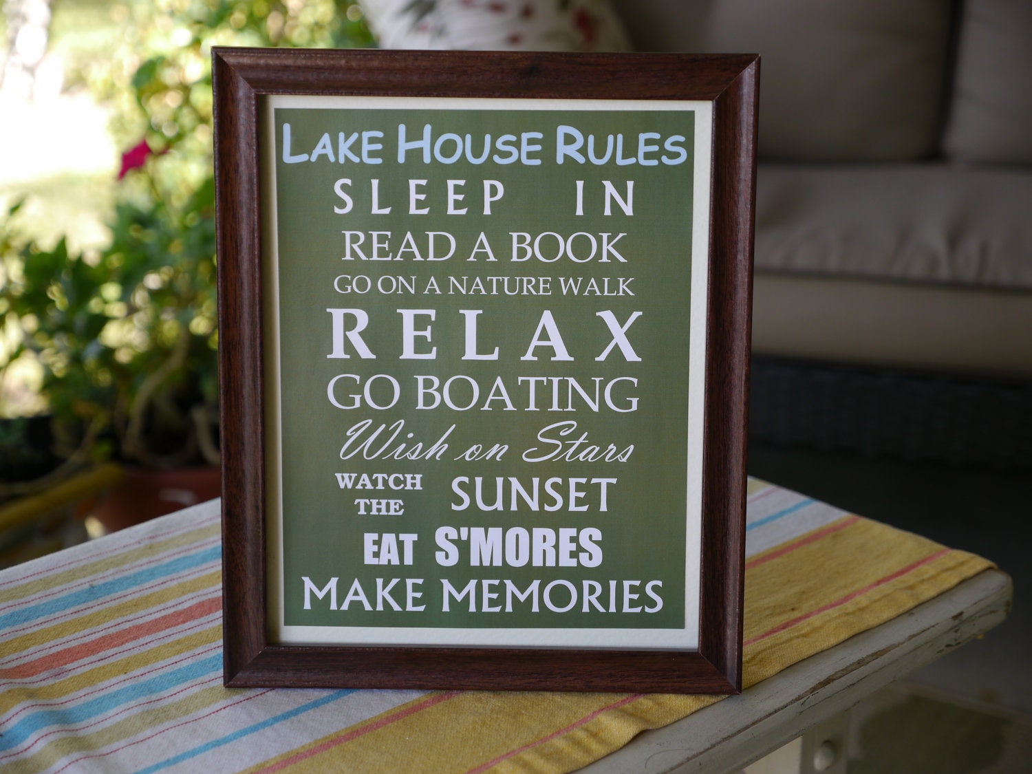 Lake House Rules Framed Sign