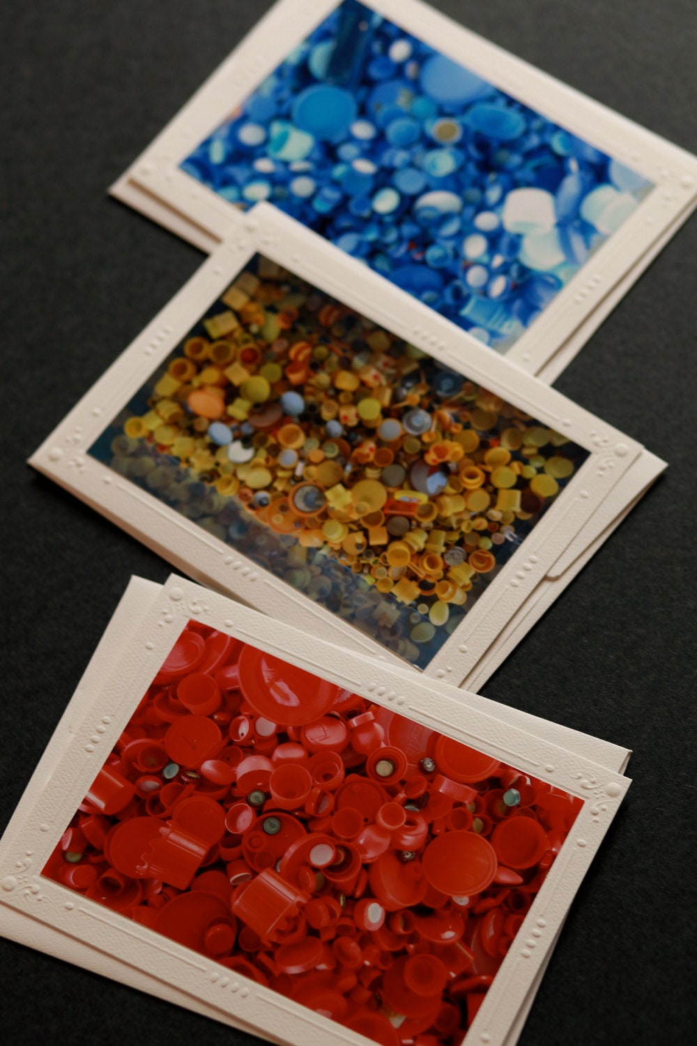 Recycled Red Yellow Blue - Set of 3 Cards FREE SHIPPING