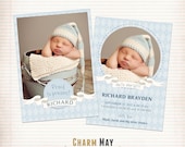 Birth Announcement Photo Card Template -  BA001