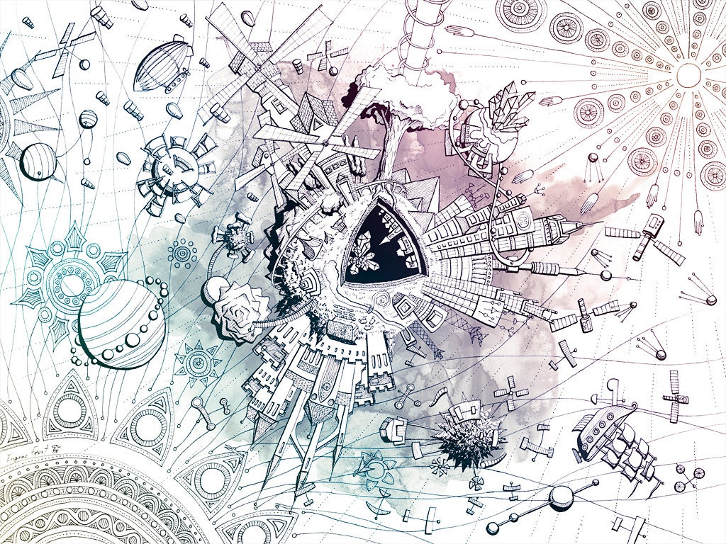 Print illustration - Universe in Progress - 7 x 10