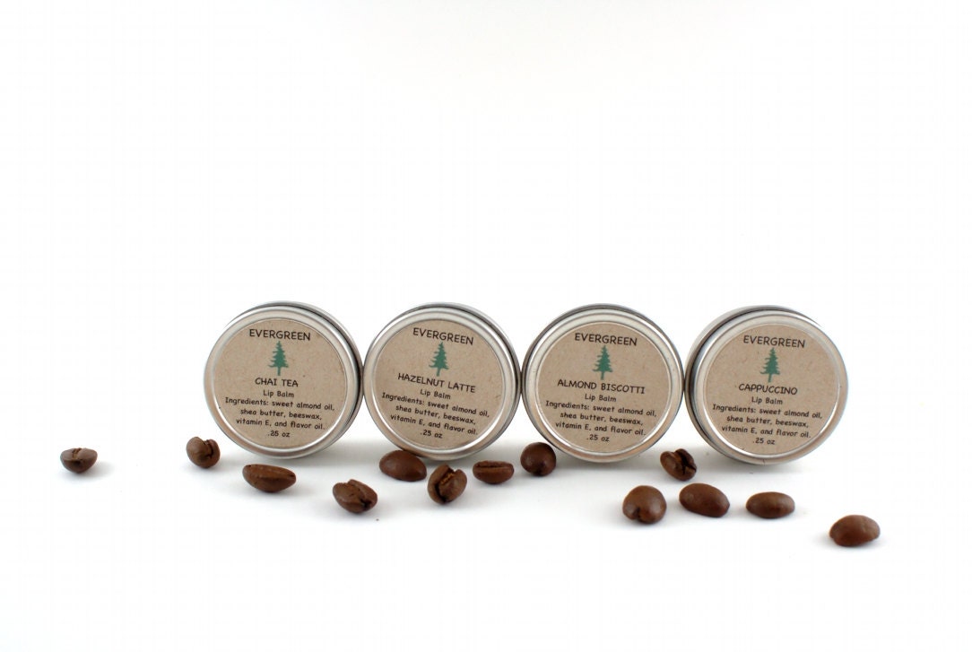 Coffee House Collection - Lip Balm Made with All Natural Beeswax and Organic Shea Butter - Lip  Balm Tin 4 Pack