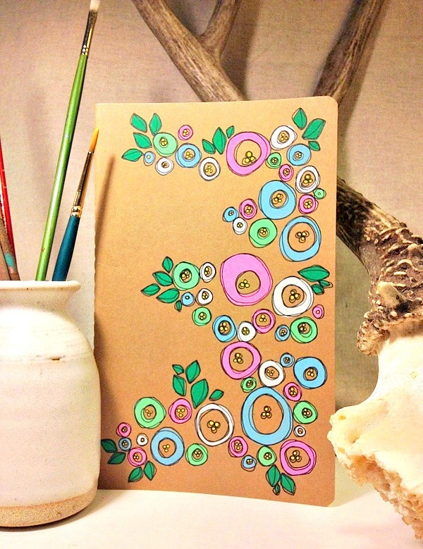 Hand Illustrated Floral Inspired Notebook-BLANK-Moleskine Cahier Journal