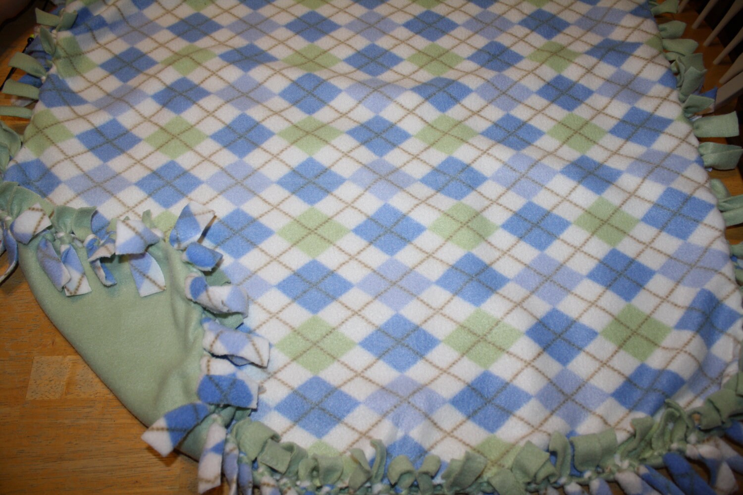 Items similar to Blue & Green Argyle Fleece Lap Blanket on Etsy