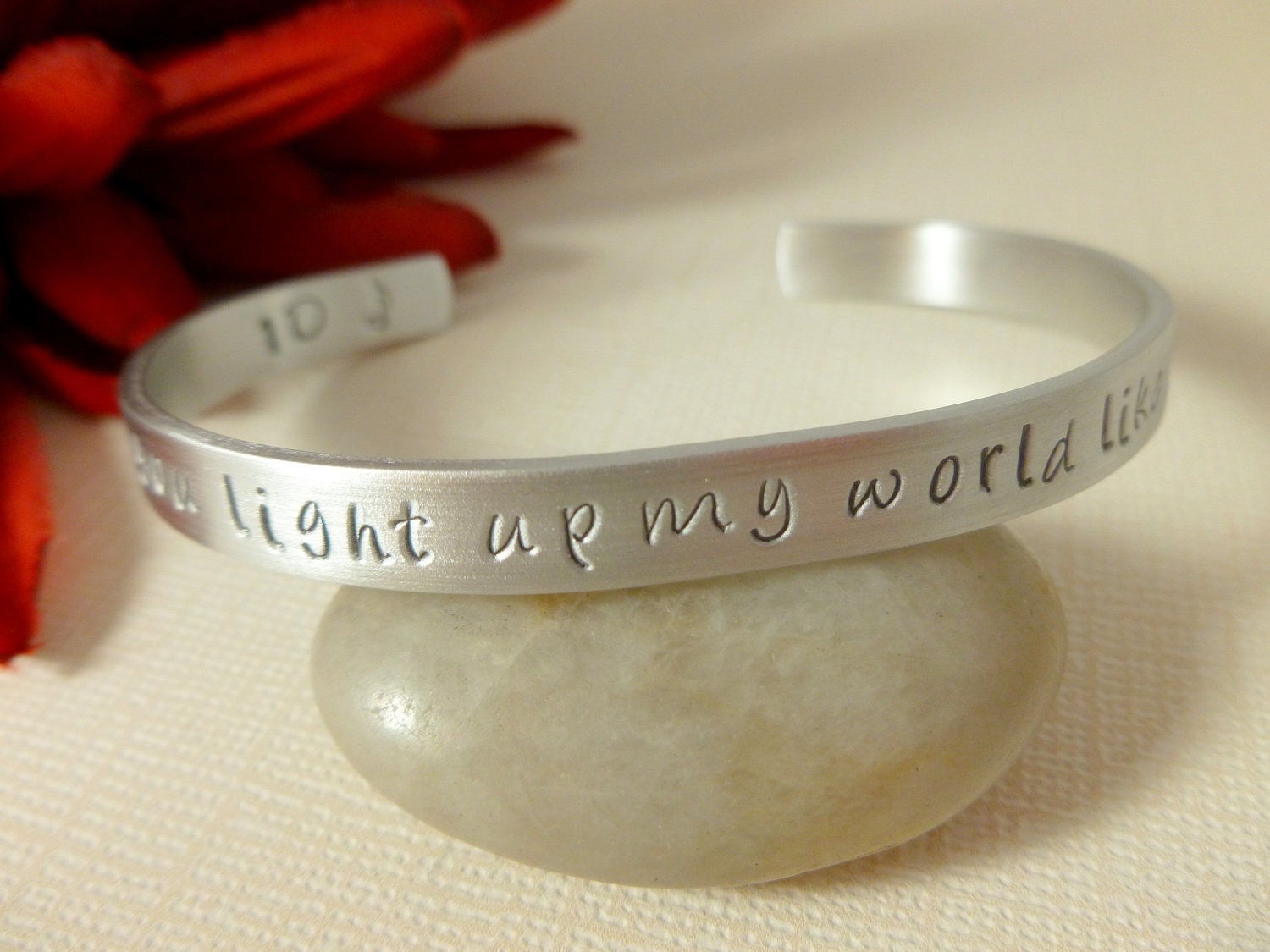 One Direction, Baby you light up my world like nobody else, Hand stamped cuff bracelet, jewelry, accessories