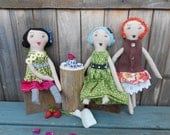 Rag Dolls - One of a Kind - Handmade Heirloom Quality Soft Cloth Dolls- 15 Inches - Recycled Vintage Textiles - Custom & Wholesale Welcome