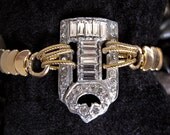Vintage Upcycled Repurposed Art Deco Dress Clip NOW BRACELET Handmade 2 Tone Assemblage Jewelry