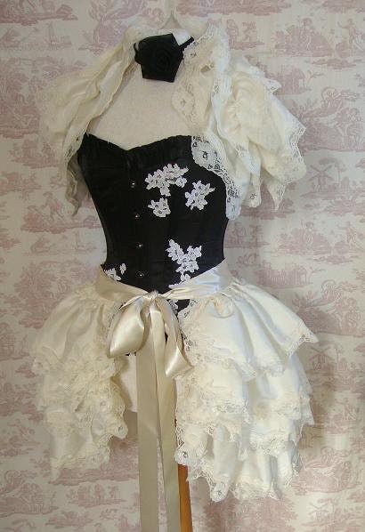 Steampunk Wedding Bustle  Silk Tie On Bustle Skirt Bridal Lolita Victorian  IVORY By Ophelias Folly