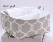 XL 12"x12"x6" Diaper Caddy - Storage Bin Basket Container Organizer - Tarika Grey Fabric