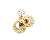 Gold Tone Swarovski Crystal Dangle Earrings