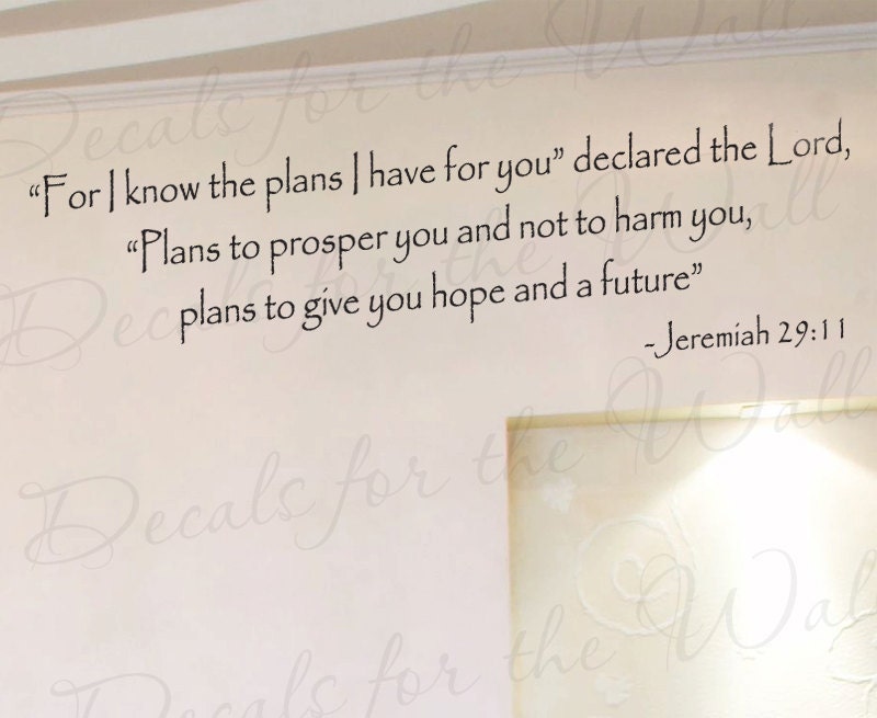 For I Know Plans I Have You Jeremiah 29:11 Inspirational Home Living Room Religious God Bible Vinyl Quote Wall Decal Sticker Art Decor R42