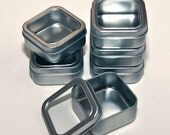 6 Metal Square Tins with Clear Lids
