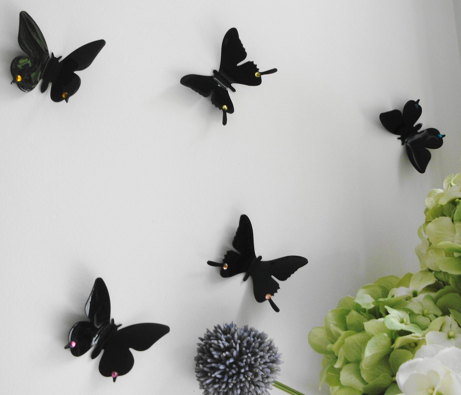 Butterflies, Set 5, Black, Butterfly, 3D Butterflies, Gothic, Butterfly Decal,