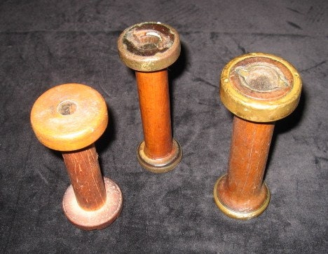 Vintage Wooden Thread Bobbin Spools - Lot of Three