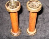 Vintage Wooden Thread Bobbin Spools - Set of Two