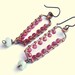 Cranberry And Pale Blue Earrings Wire Wrapped Artisan Earrings