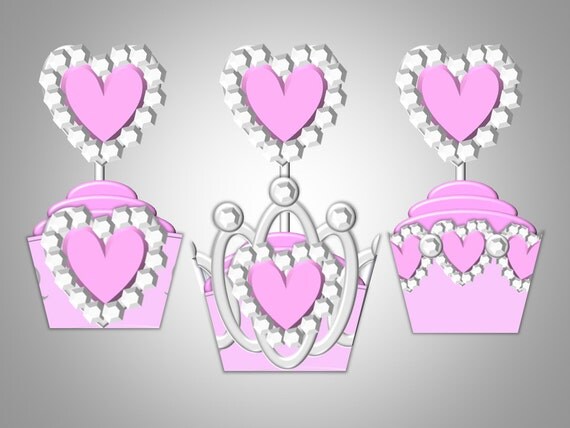 Princess Cupcake Wrappers & Toppers - Personalized With Name and Age - DIY Printable Party Decorations Il_570xn