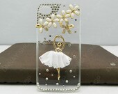 Fashion Pearl Flower  Ballet dancer  beautiful White Dance Skirt iphone 4 iphone 5 case