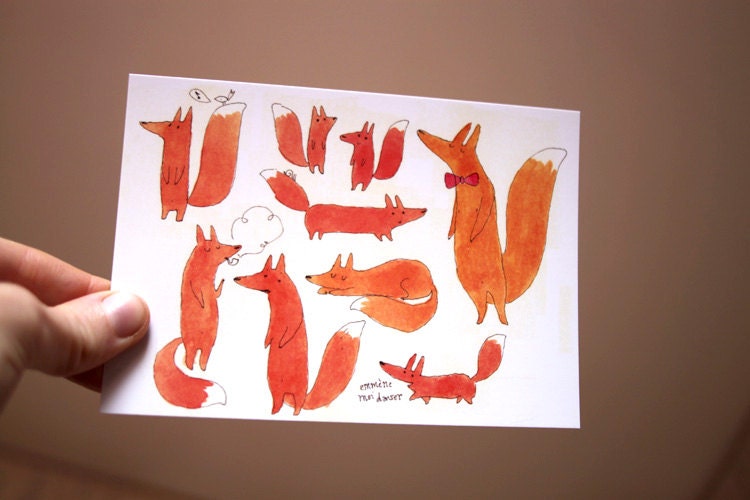 Foxy Family -  Postcard