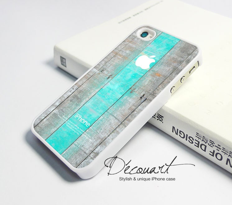 iPhone 5 case, iPhone 4 case, iPhone 4s case, case for iPhone 4, wood pattern mint stripe with apple logo W331
