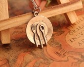 tableware necklace,retro silver cute tableware,the knife,fork and spoon necklace---N059