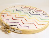 Rainbow Chevron embroidered wall art hoop scribbles multicolored