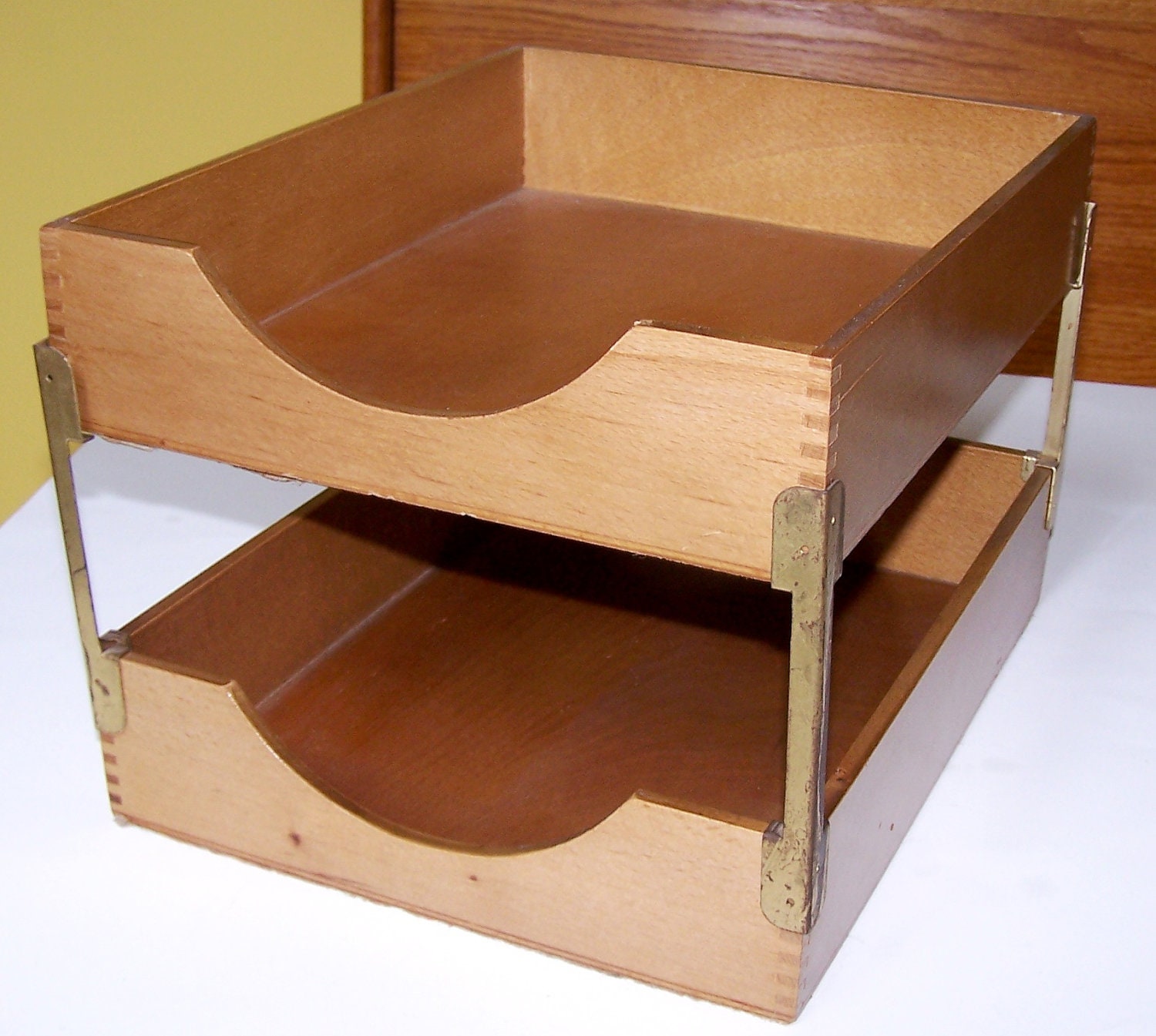 Vintage wood inboxes - dovetail - 2 tier
