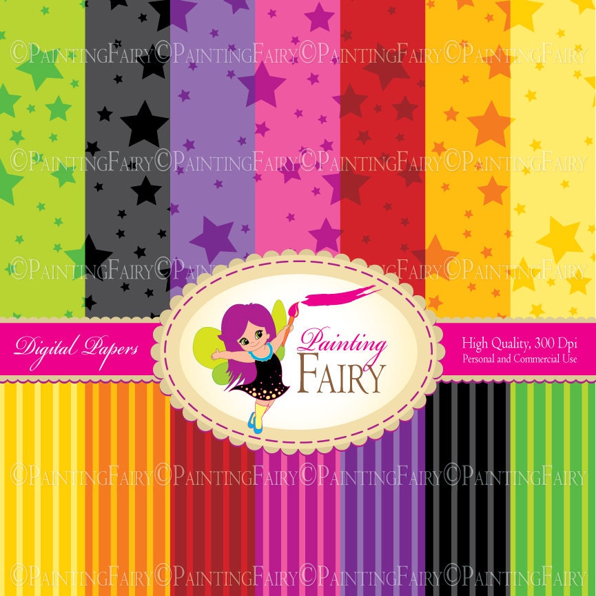 Halloween paper pack Digital backgrounds Halloween rainbow papers Candy blood colors Halloween paper Colorful stars party sheets pf00044-9