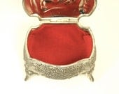 Vintage Silver Metal Jewelry Trinket Box