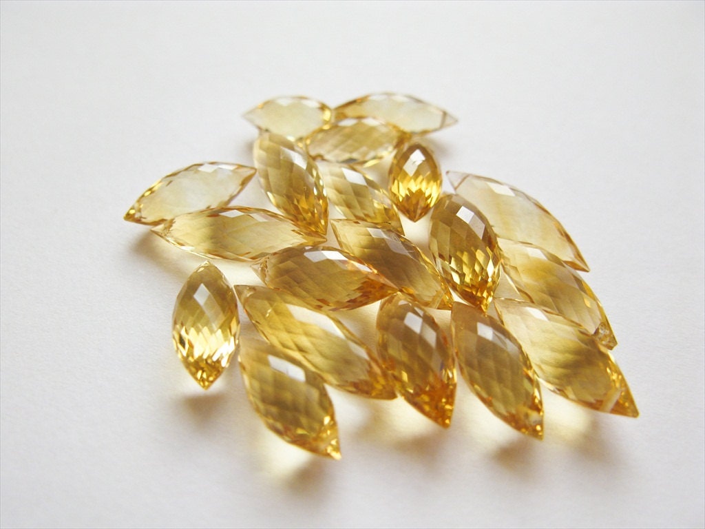 Citrine Dew Drop Briolettes, Micro Faceted, AAA, 10-14mm, 9 Beads