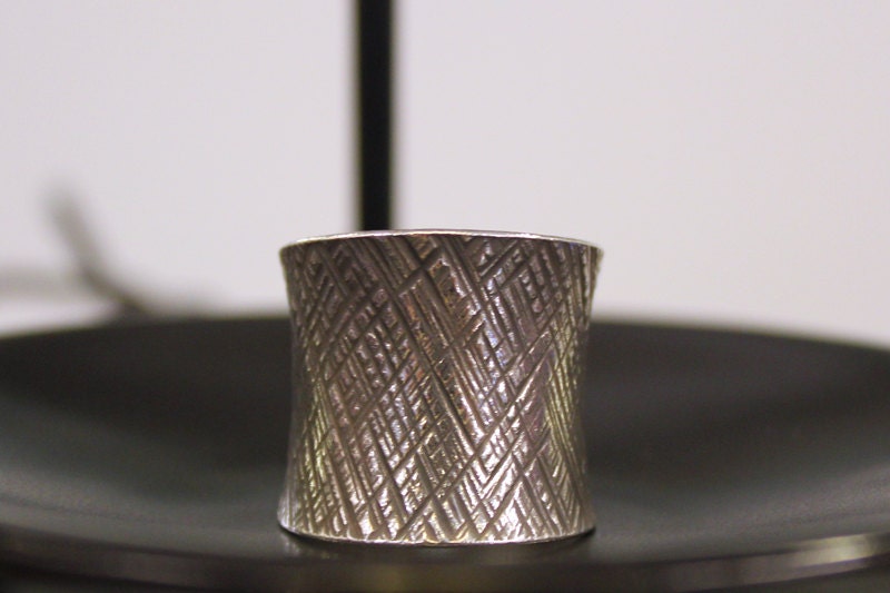 Scratched Up Diagonal Lines Sterling Silver Ring