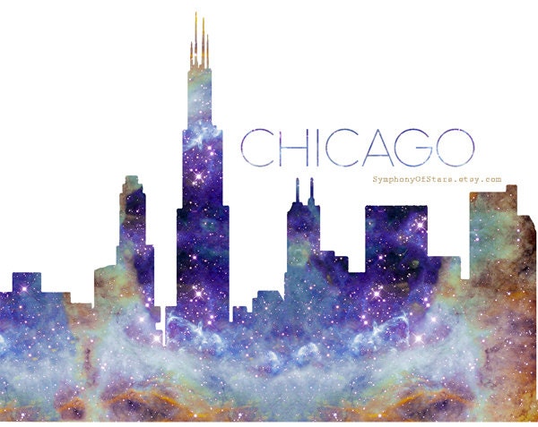 Chicago Skyline Galaxy Universe Fine Art Print