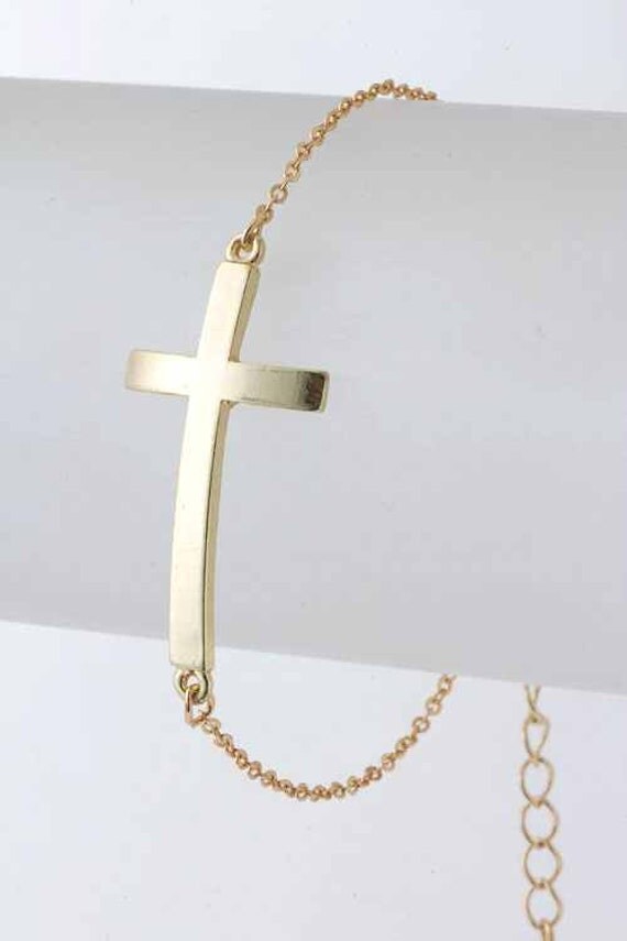 SALE- Bohemian Gold Sideways Cross Bracelet
