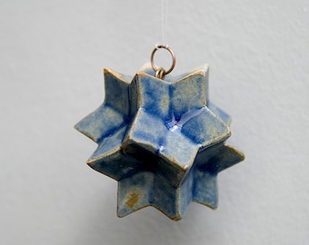 SALE. Little cobalt blue star. Stoneware hanging.