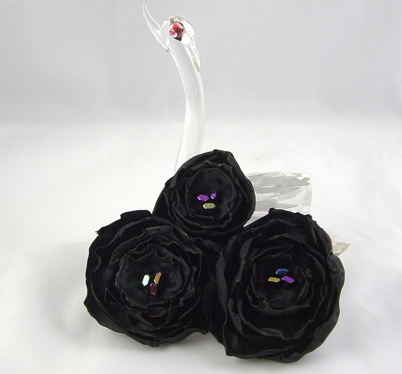 Black Flower Fabric Brooch, Unique Jewelry