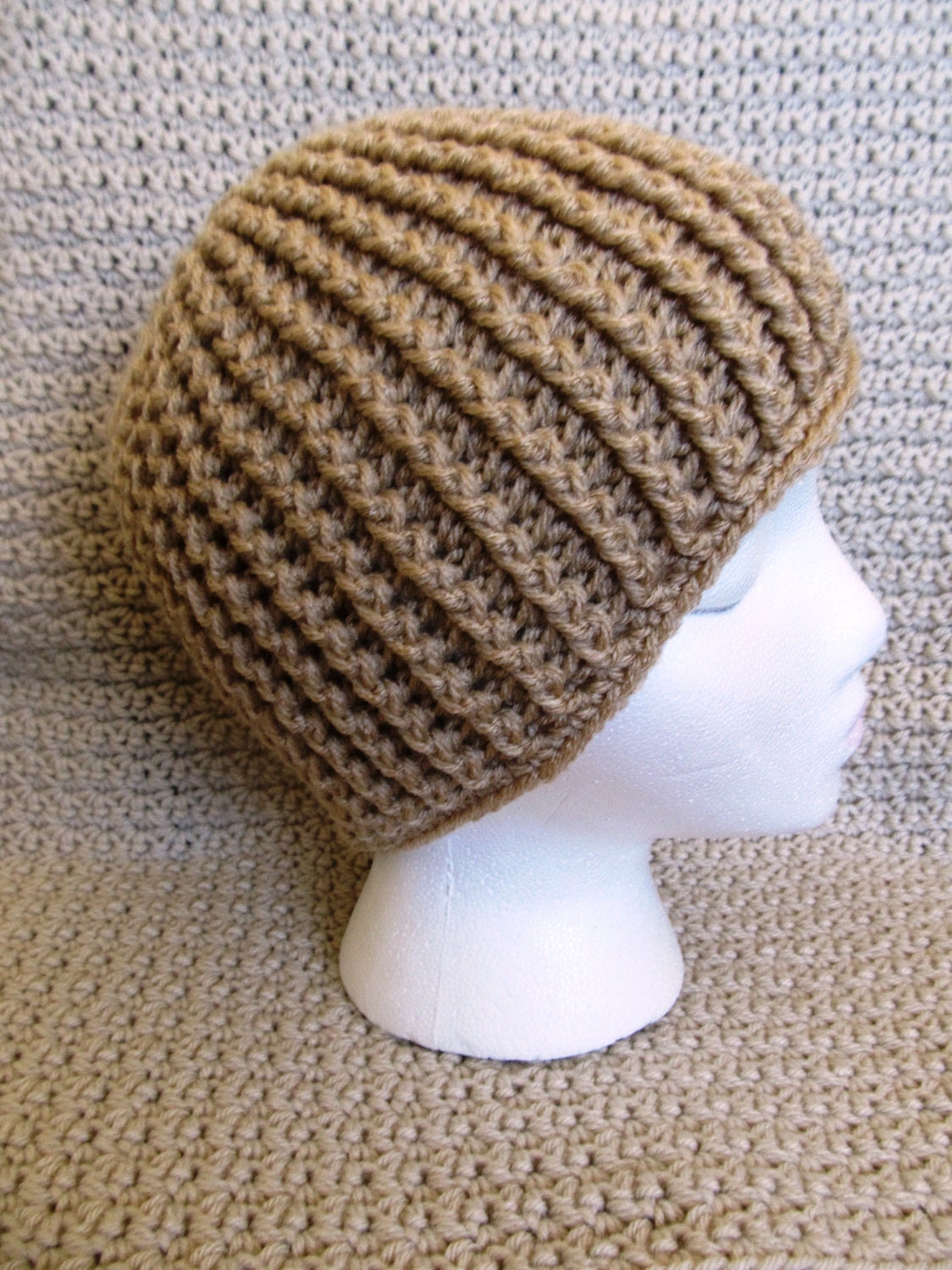 Items Similar To Crocheted Ribbed Adult Beanie Hat Made To Order On Etsy 