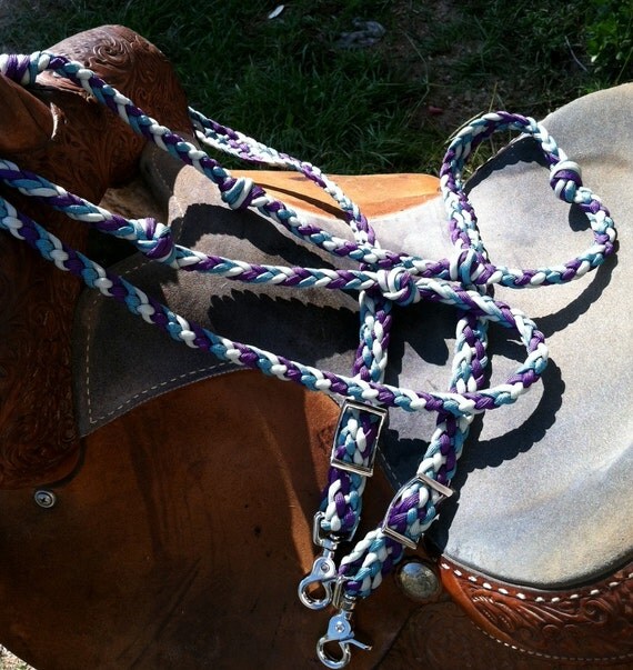 barrel racing reins with grip knots and by TiffanysBraidedTack