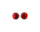 geeky earrings - post, red stud earrings, geek jewelry, modern urban jewelry, funky, circuit board, computer jewelry