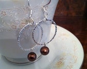 Cecelia Earrings with brown pearls
