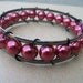 Reserved for Christina - Wire wrapped wine red beaded bangle bracelet