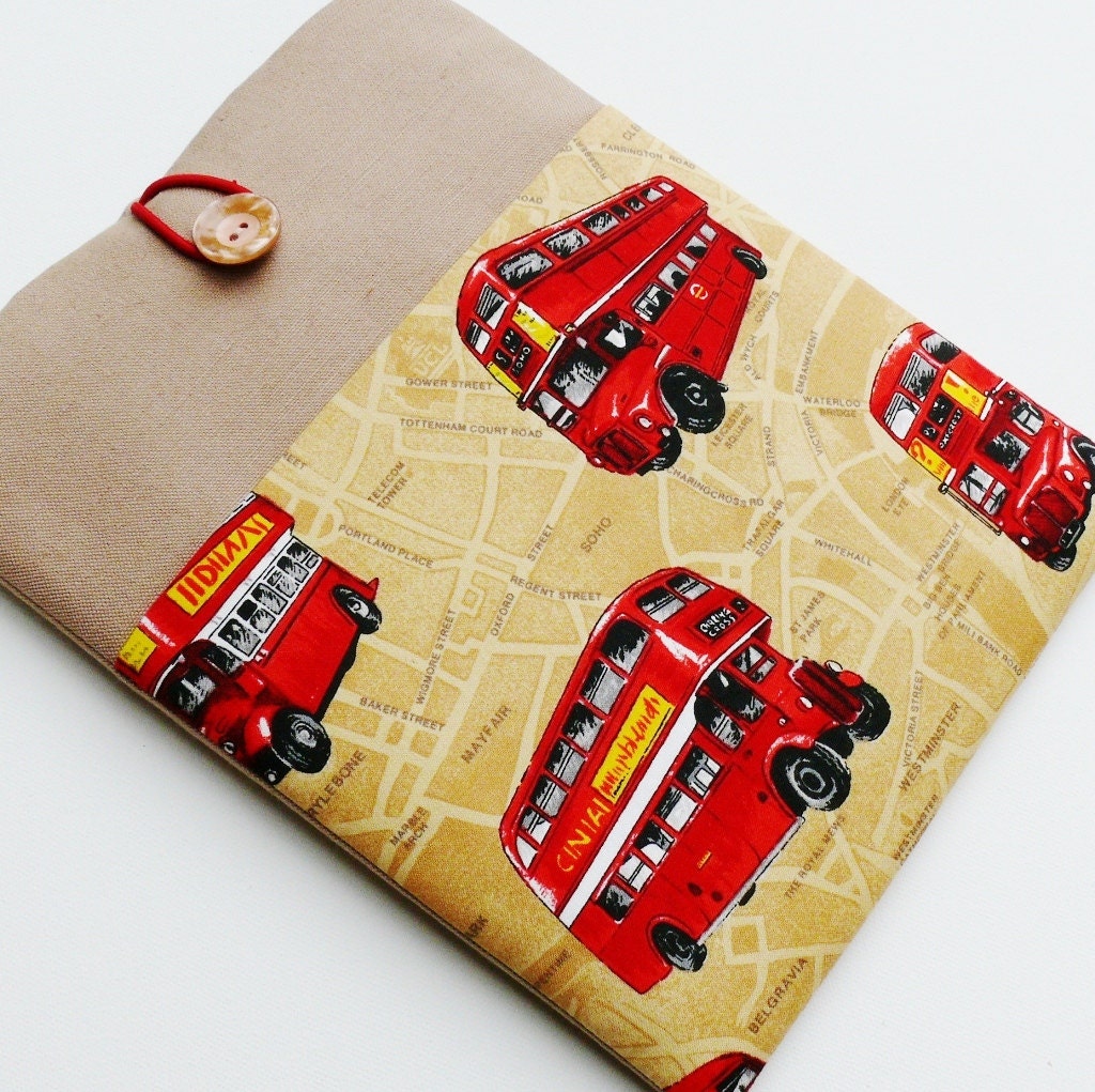 MacBook Air Case 11" Laptop Fabric Padded Sleeve with Pocket - SUPERIOR Shock Absorbent Foam Padding -  "London Buses"