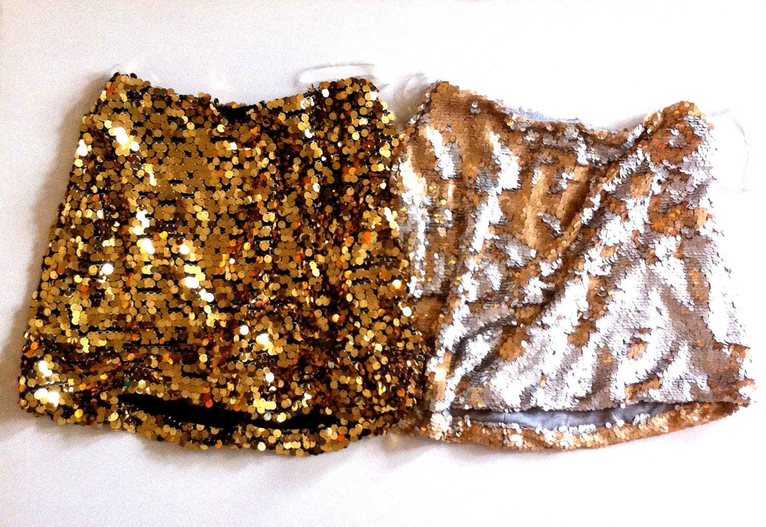 Tuck Sequin Mini Skirt - Matte Silver/Matte Gold or Shiny Gold ..sizes XS, S, M, L