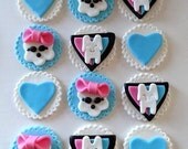 12 Fondant Edible Cupcake Toppers - "Monster H" Theme inspired