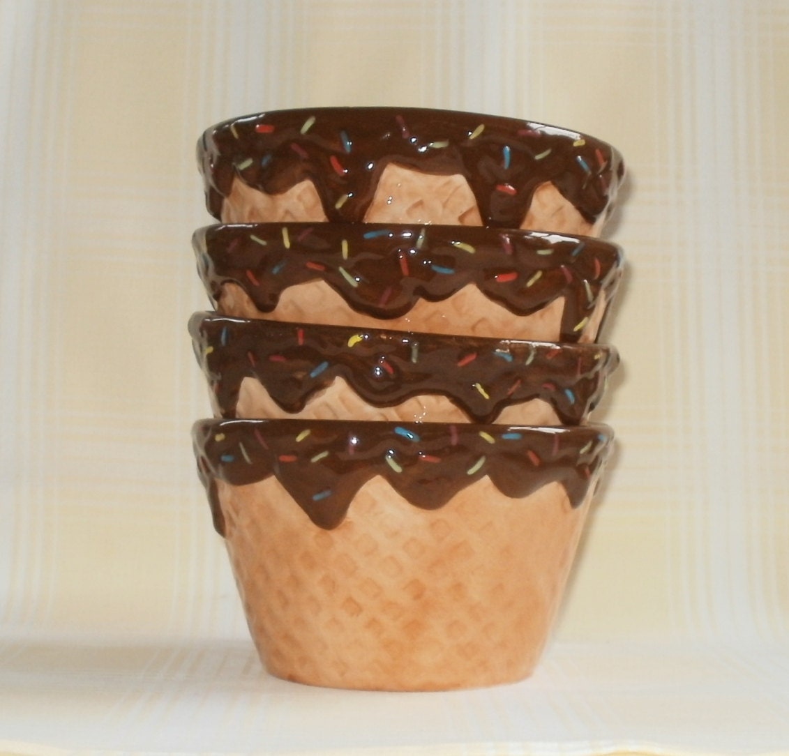 Decorative Waffle Bowls for Ice Cream by AGildedNest on Etsy
