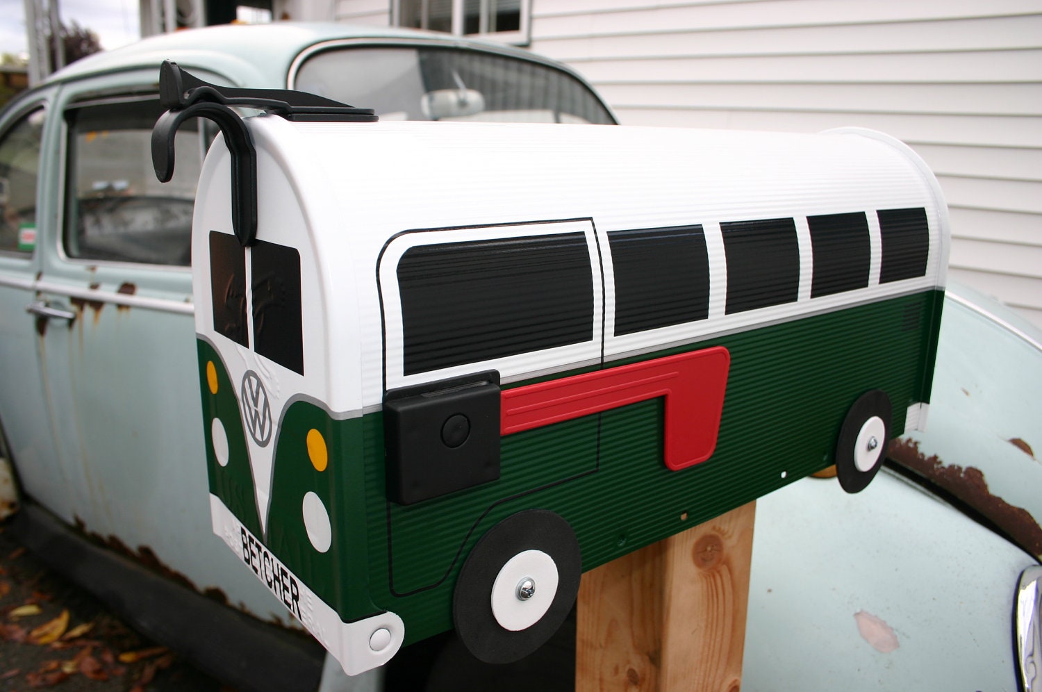 Hunter Green Volkswagen Bus Mailbox by TheBusBox Custom made - Choose your color - SplitBusBox