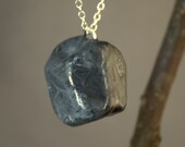 Asymmetric moon rock shaped necklace in different shades of grey OOAK