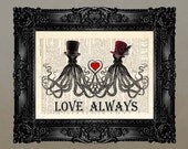Dictionary Print: -  "Mr & Mrs Octopus Love" - upcycled book page, nautical, Valentines Day Gift, steampunk, Wedding gift